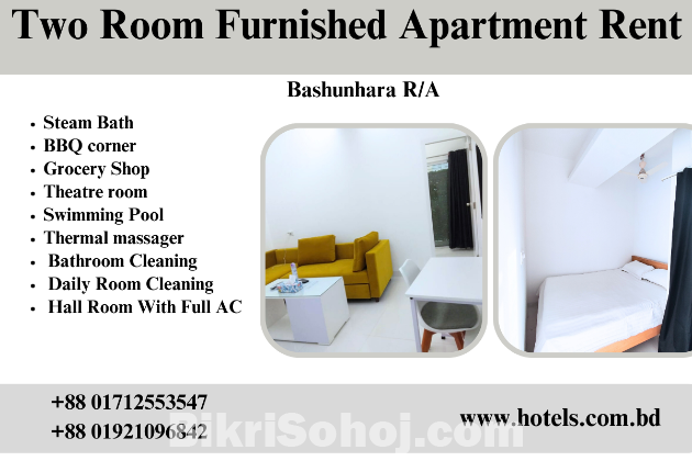 Two Room Furnished  Apartment RENT In Bashundhara R/A.